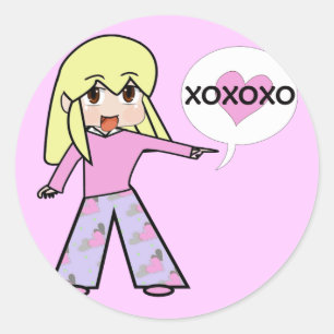 Chibi Valentijn Ronde Sticker
