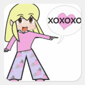 Chibi Valentijn Vierkante Sticker (Voorkant)