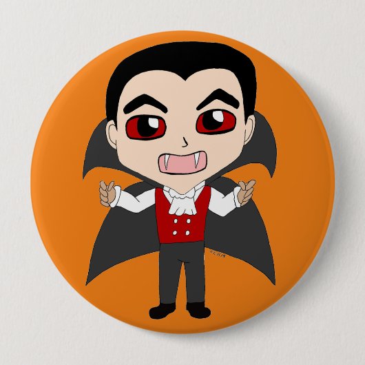 chibi vampier ronde button 4,0 cm (Voorkant)
