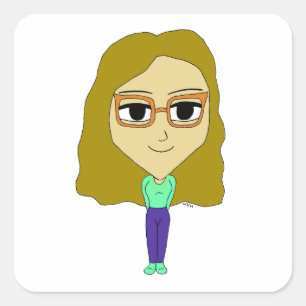 chibi vierkante sticker