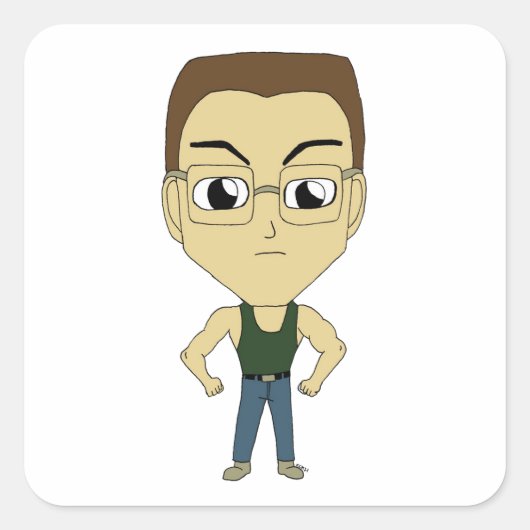 chibi vierkante sticker (Voorkant)