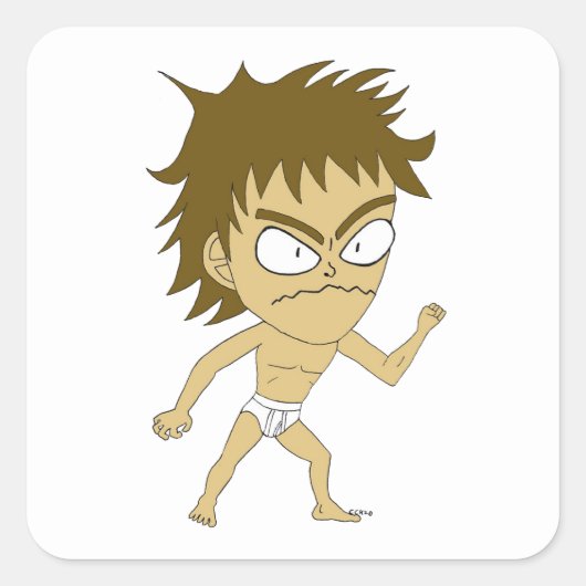 chibi vierkante sticker (Voorkant)