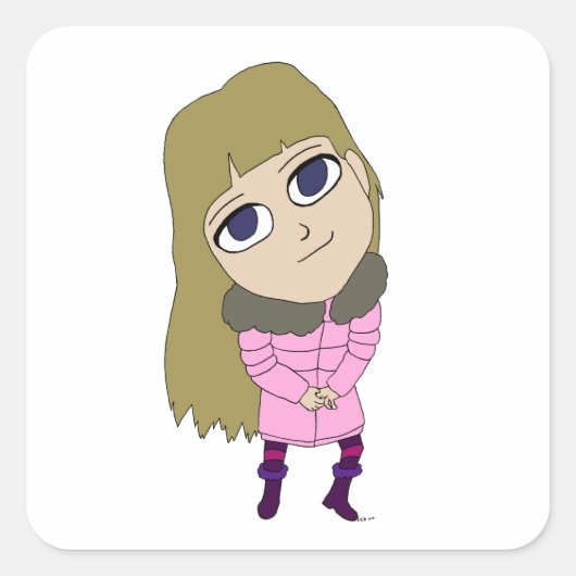 chibi vierkante sticker (Voorkant)