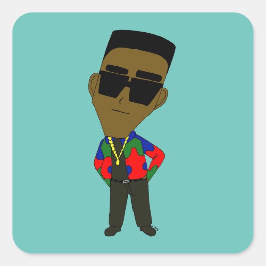 chibi vierkante sticker (Voorkant)