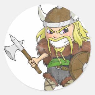 Chibi Viking (Onderdruk) Ronde Sticker