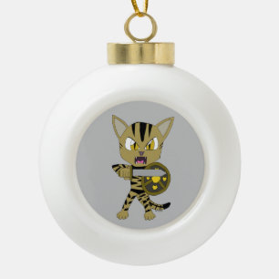 Chibi Warrior Cat Keramische Bal Ornament