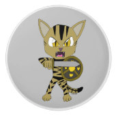 Chibi Warrior Cat Keramische Knop (Voorkant)