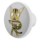 Chibi Warrior Cat Keramische Knop (Rechts)