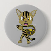 Chibi Warrior Cat Ronde Button 4,0 Cm (Voorkant)