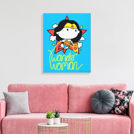 Chibi Wonder Vrouw met Lasso Canvas Afdruk (Insitu (Woonkamer))