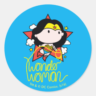Chibi Wonder Vrouw met Lasso Ronde Sticker