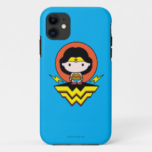 Chibi Wonder Vrouw met pooldots en Logo iPhone 11 Hoesje