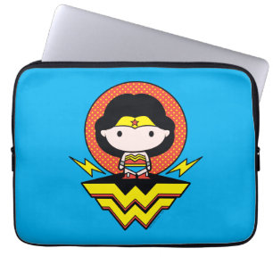 Chibi Wonder Vrouw met pooldots en Logo Laptop Sleeve