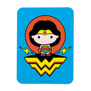 Chibi Wonder Vrouw met pooldots en Logo Magneet