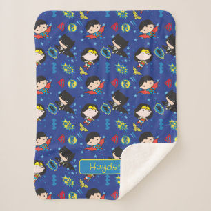 Chibi Wonder Woman, Superman en Batman Pattern Sherpa Deken