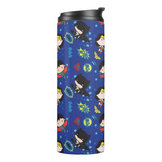Chibi Wonder Woman, Superman en Batman Pattern Thermosbeker (Gedraaid links)