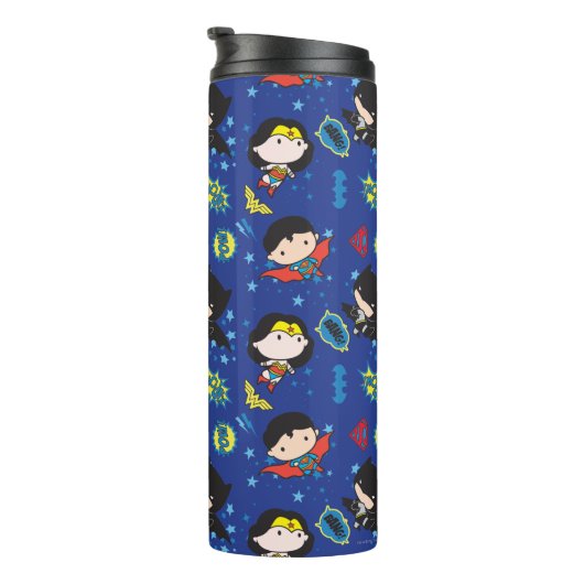 Chibi Wonder Woman, Superman en Batman Pattern Thermosbeker (Geroteerd rechts)