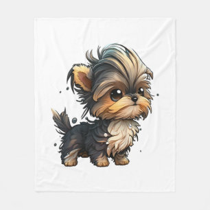 Chibi Yorkshire Terrier Fleece Deken
