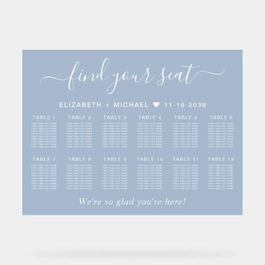 Chic 12 Table Blanc Mariage Siège Dusty Blue (Recto)