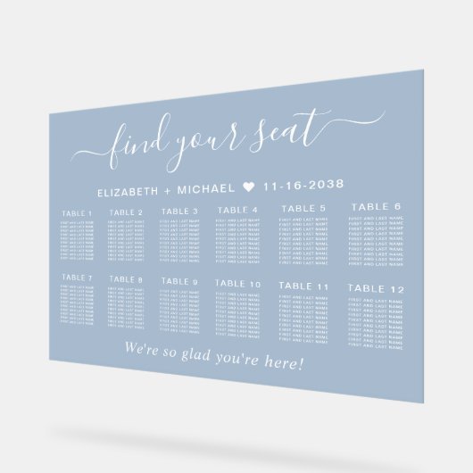 Chic 12 Table Blanc Mariage Siège Dusty Blue (Angle)