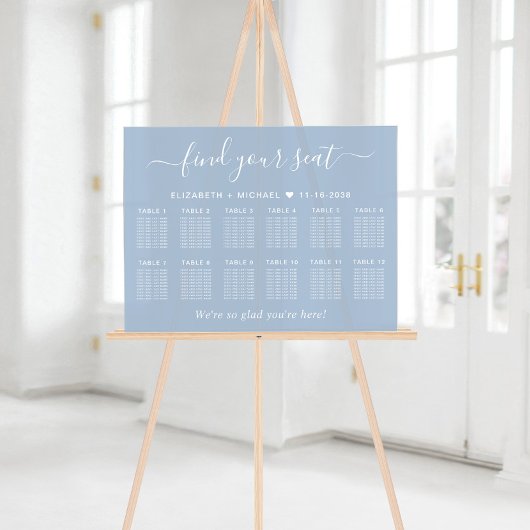 Chic 12 Table Blanc Mariage Siège Dusty Blue