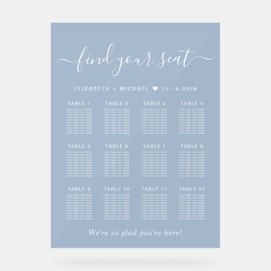 Chic 12 Table Dusty Blue Mariage Siège Frosted (Recto)