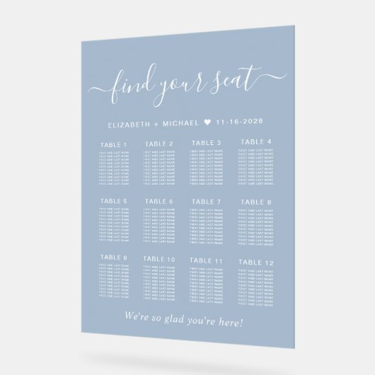 Chic 12 Table Dusty Blue Mariage Siège Frosted (Angle)