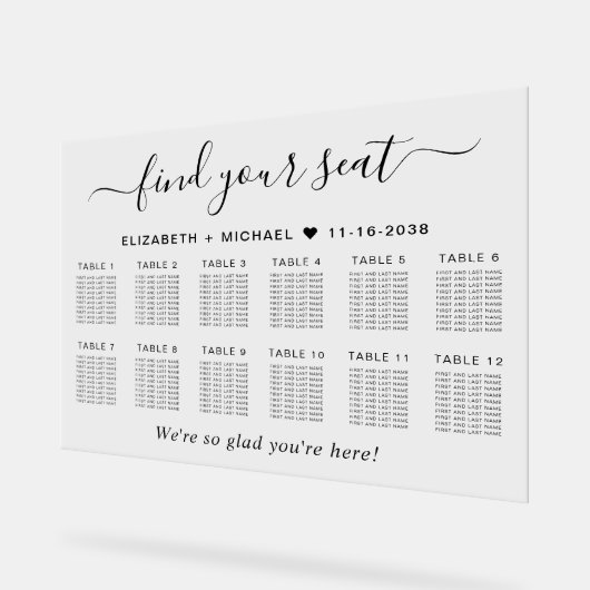 Chic 12 Table Wedding Seating Acryl Bord (Hoek)