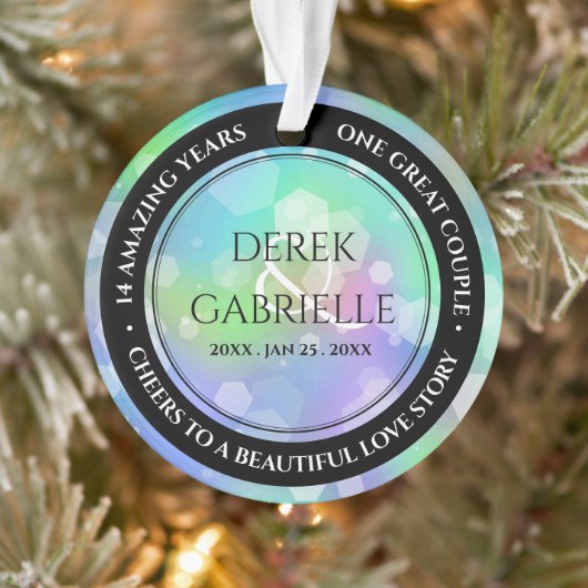 Chic 14th 24th 34th Opal Wedding Jubileum Ornament (Boom)