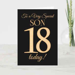Chic 18e Gold-effect op Black voor Son Birthday Kaart