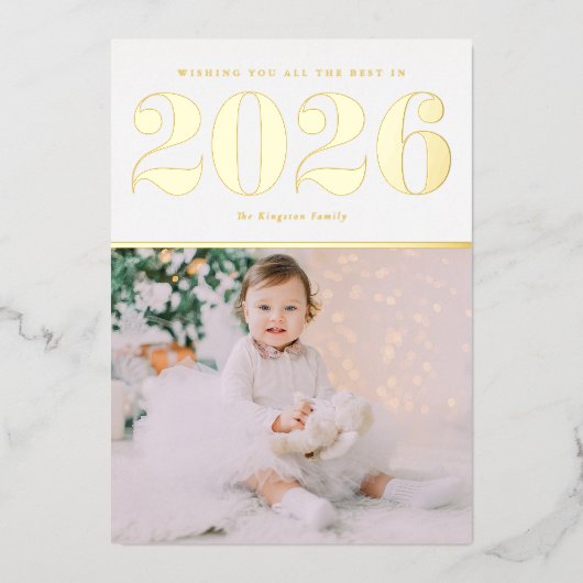 Chic 2025 Gelukkige Nieuwjaarsfoto Folie Feestdagenkaart (Voorkant)