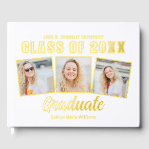 Chic 2025 Graduation 3 Photo Collage Gold Foil