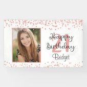 Chic 21st Birthday Roos Gold Glitter Photo Banner (Horizontaal)