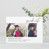 Chic 2 Multi Foto Afstuderen Aankondiging (Staand voorkant)