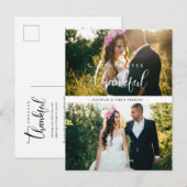 Chic 2 Photos Bride & Groom Collage Hand Lettered Briefkaart (Voorkant / Achterkant)