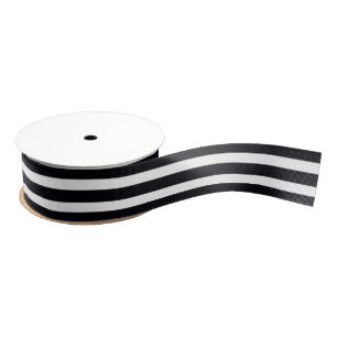 Chic 3,8 cm zwart-wit gestreept grosgrain lint