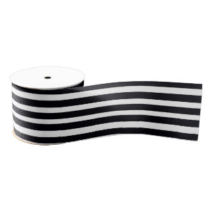 Chic 3" Grosgrain lint zwart en wit gestreept