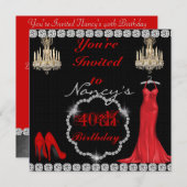 CHIC 40th  Design BLING Birthday Invitation Kaart (Voorkant / Achterkant)