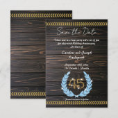 Chic 45e verjaardag Wood & Gold  Save the Date Kaart (Voorkant / Achterkant)