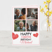 Chic 4 Fotocollage 100e verjaardag Kaart (Gele Bloem)