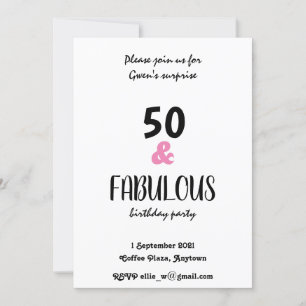 Chic 50 en Fabulous Text Birthday Party Kaart