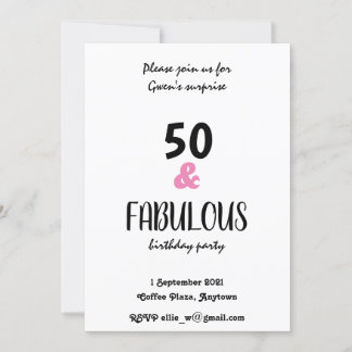 Chic 50 en Fabulous Text Birthday Party Kaart