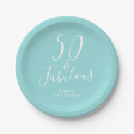 Chic 50 Fabulous Blue 50th Birthday Papieren Bordje