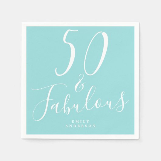 Chic 50 Fabulous Blue 50th Birthday Servet (Voorkant)