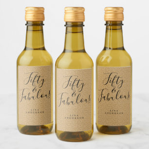 Chic 50 Fabulous Gouden Glitter Naam 50ste Verjaar Wijn Etiket