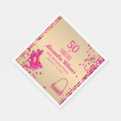 Chic 50 & Fabulous Hoge Hakken Goud Hot Pink Glitt Servet (Hoek)