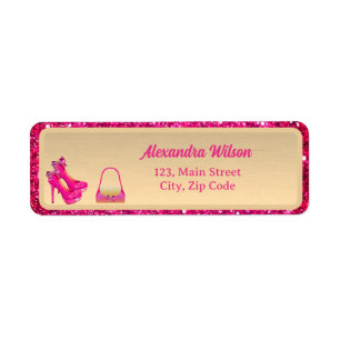 Chic 50 & Fabulous Hoge Hakken Goud Roze Glittery Etiket