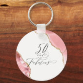 Chic 50 Fabulous Roos Gold Glitter Agate Script Sleutelhanger (Achterkant)