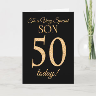 Chic 50e Gold-effect op Black, voor Son Birthday Kaart