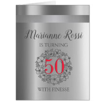 Chic 50e verjaardag Silver Metallic Birthday Kaart
